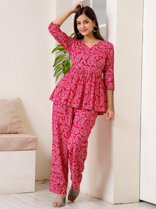 Pink Paisley Cotton Co-ord Set