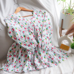 Summer Pop White Geometric Cotton Top