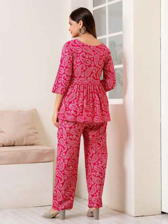 Pink Paisley Cotton Co-ord Set