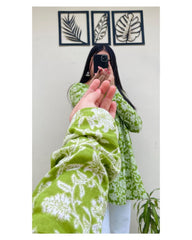 Verdant Bloom Green Floral Cotton Top