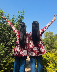 Maroon Bold Bloom Flare Top