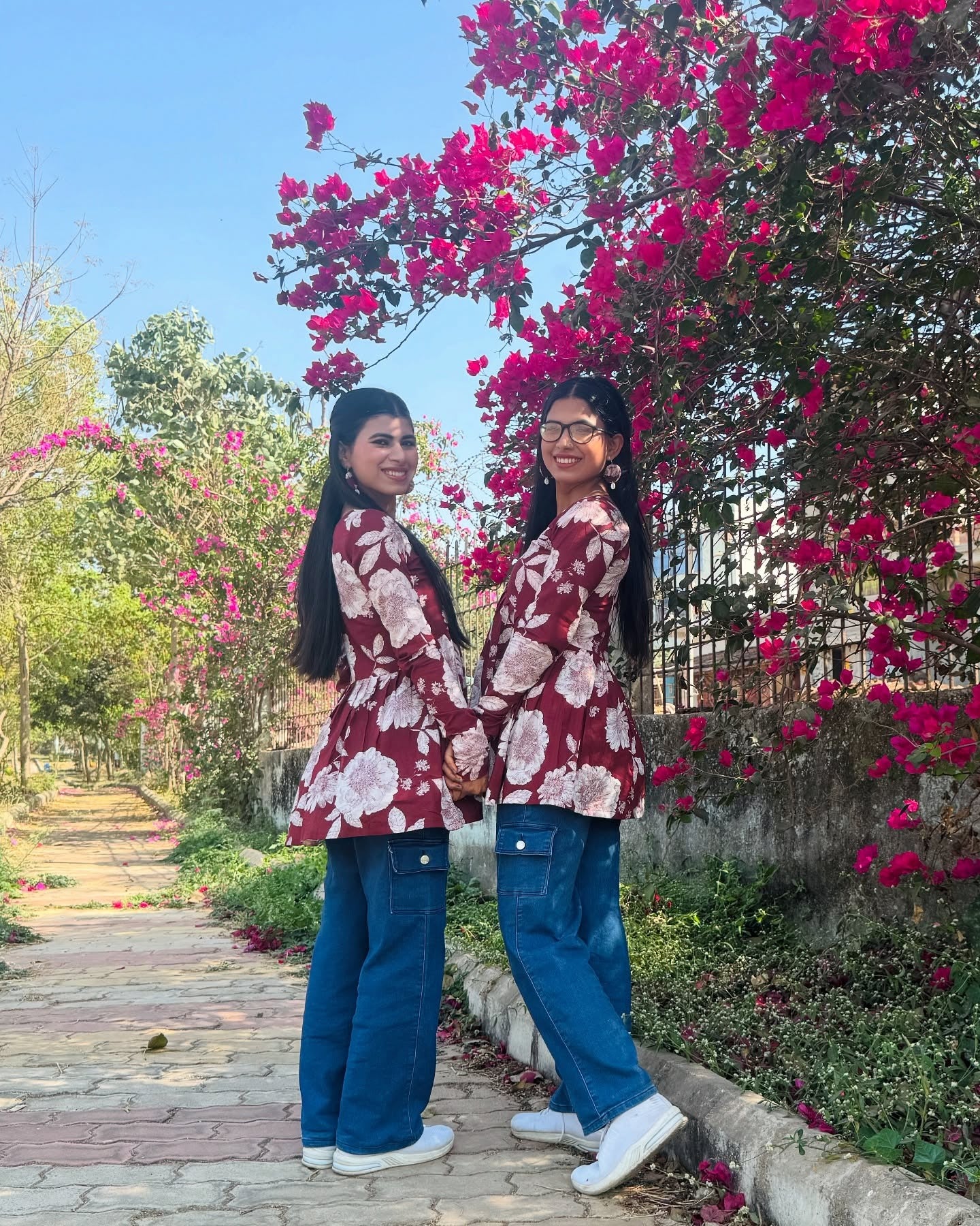 Maroon Bold Bloom Flare Top