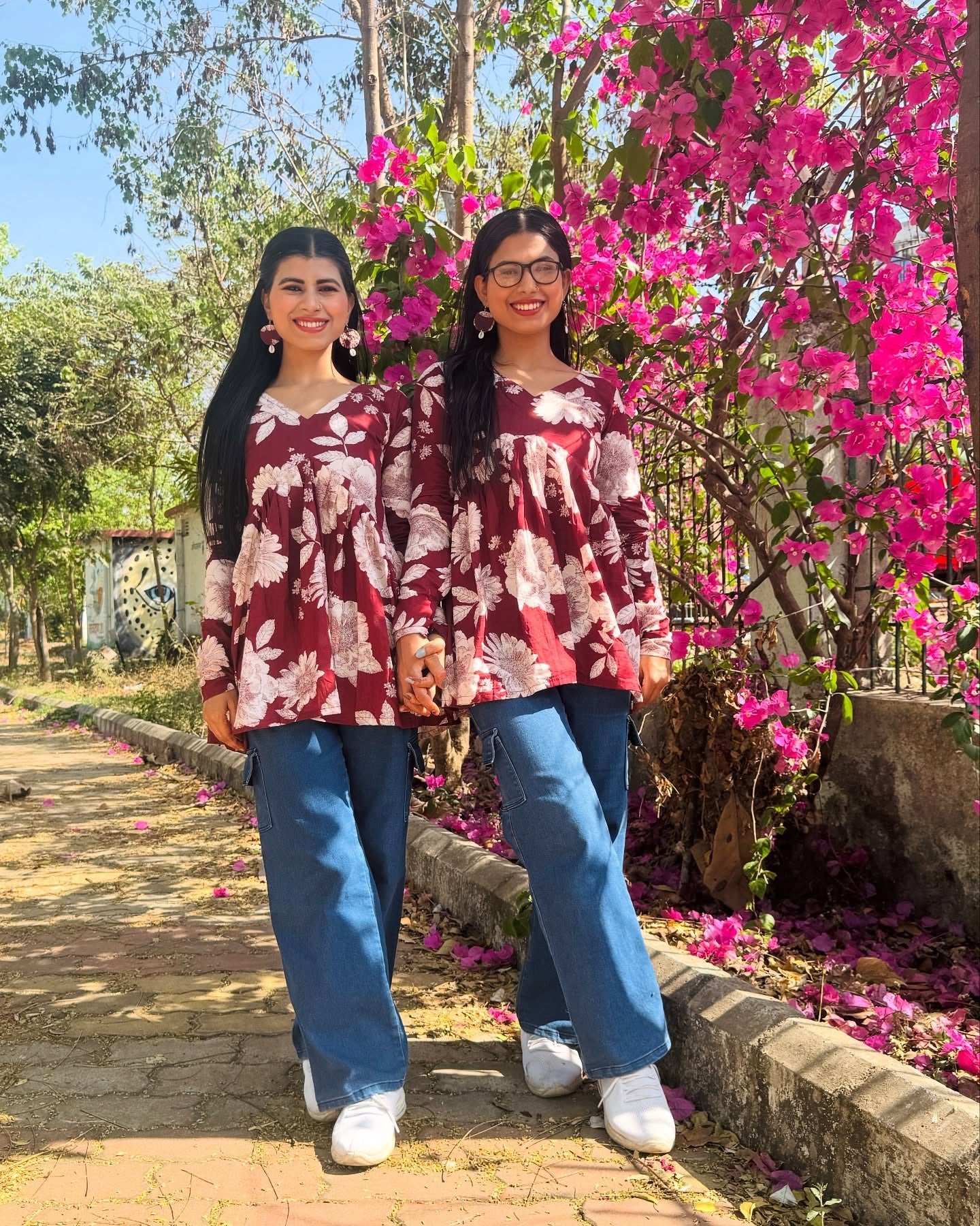 Maroon Bold Bloom Flare Top