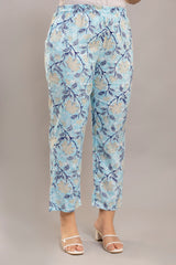Sky Blue White & Navy Floral Printed Western Co-ord Set