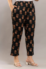 Black Floral Printed Co-ord Set – Cotton Sleeveless Top & Matching Pants