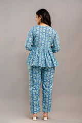 Floral Printed Co-Ord in Light Blue