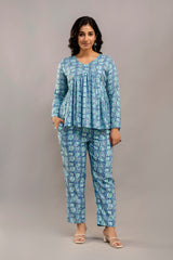 Floral Printed Co-Ord in Light Blue