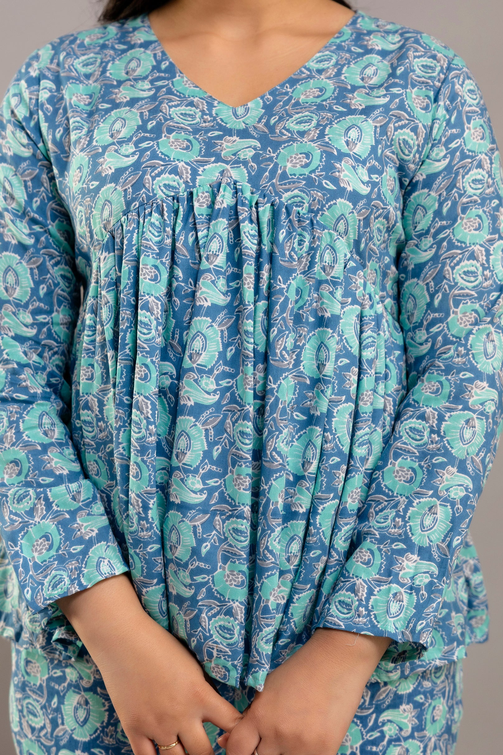 Floral Printed Co-Ord in Light Blue