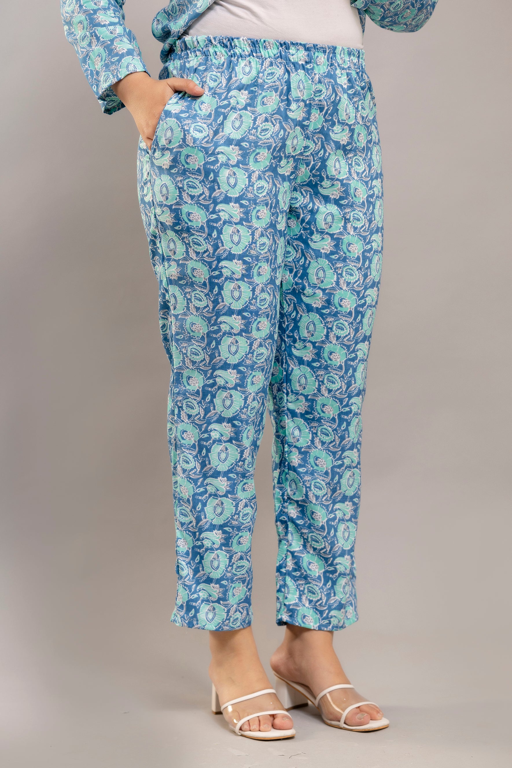 Floral Printed Co-Ord in Light Blue