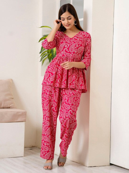 Pink Paisley Cotton Co-ord Set