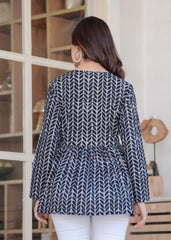 Monochrome Arrow Print Flared Cotton Top