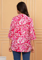 Pink & White Oversized Floral Cotton Top