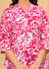 Pink & White Oversized Floral Cotton Top