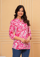 Pink & White Oversized Floral Cotton Top