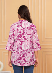 Magenta & Pink Oversized Floral Cotton Top