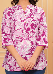 Magenta & Pink Oversized Floral Cotton Top