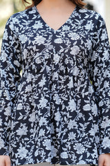 Verdant Bloom Green Floral Cotton Top