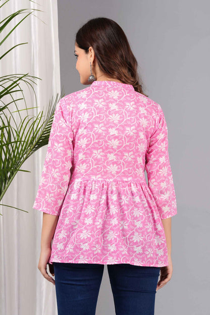 Pure Cotton Floral Printed Peplum Top