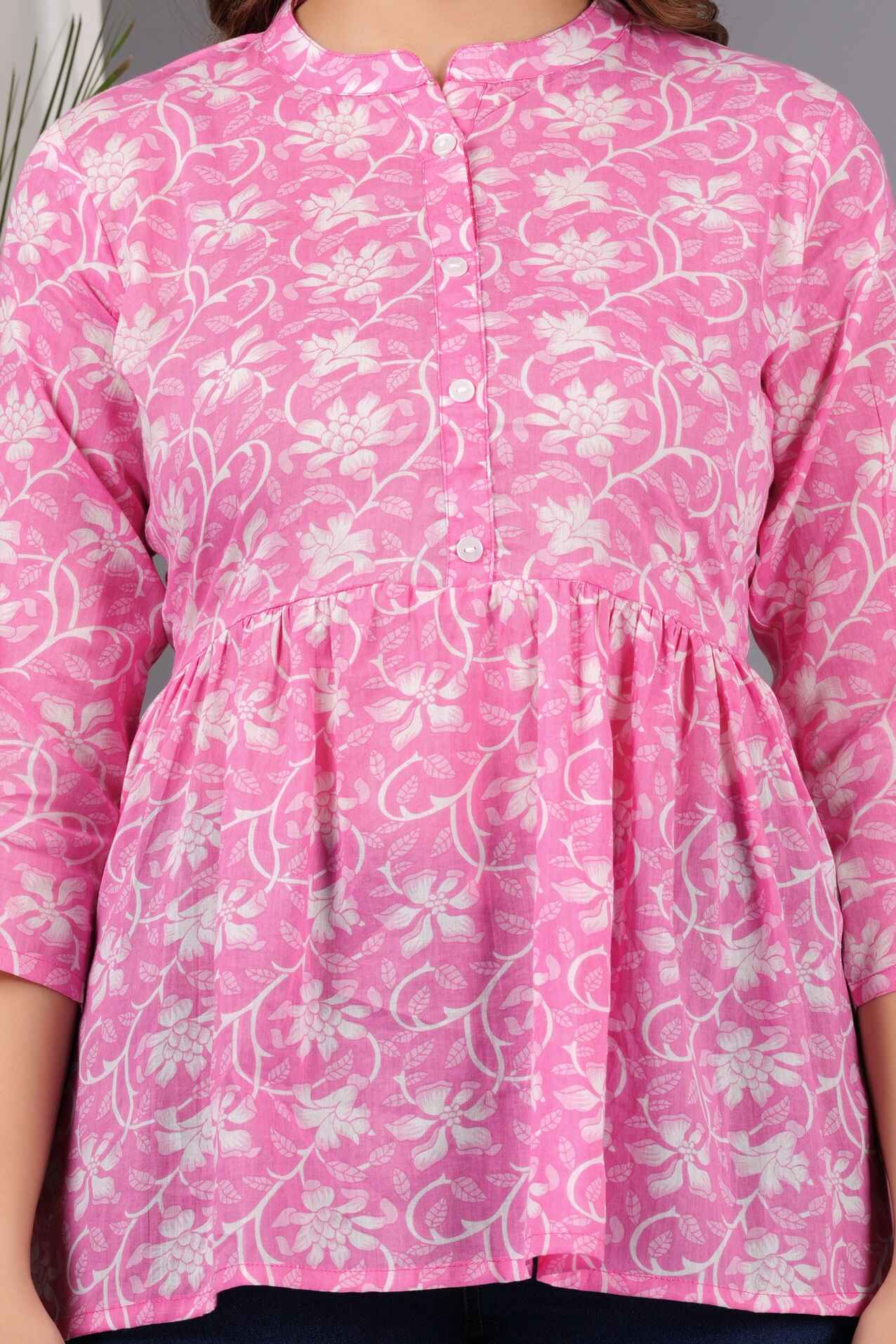 Pure Cotton Floral Printed Peplum Top
