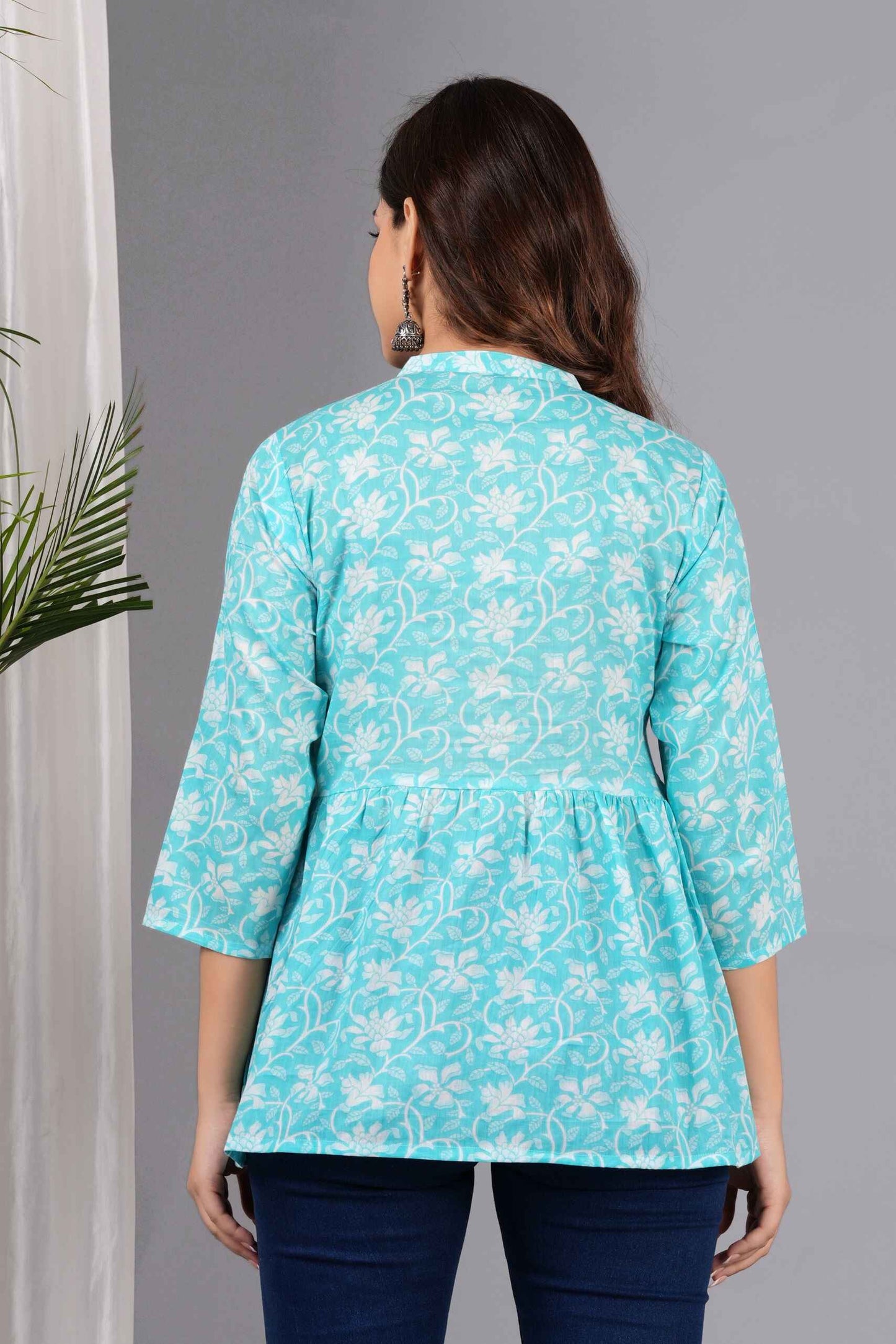 Pure Cotton Floral Printed Peplum Top