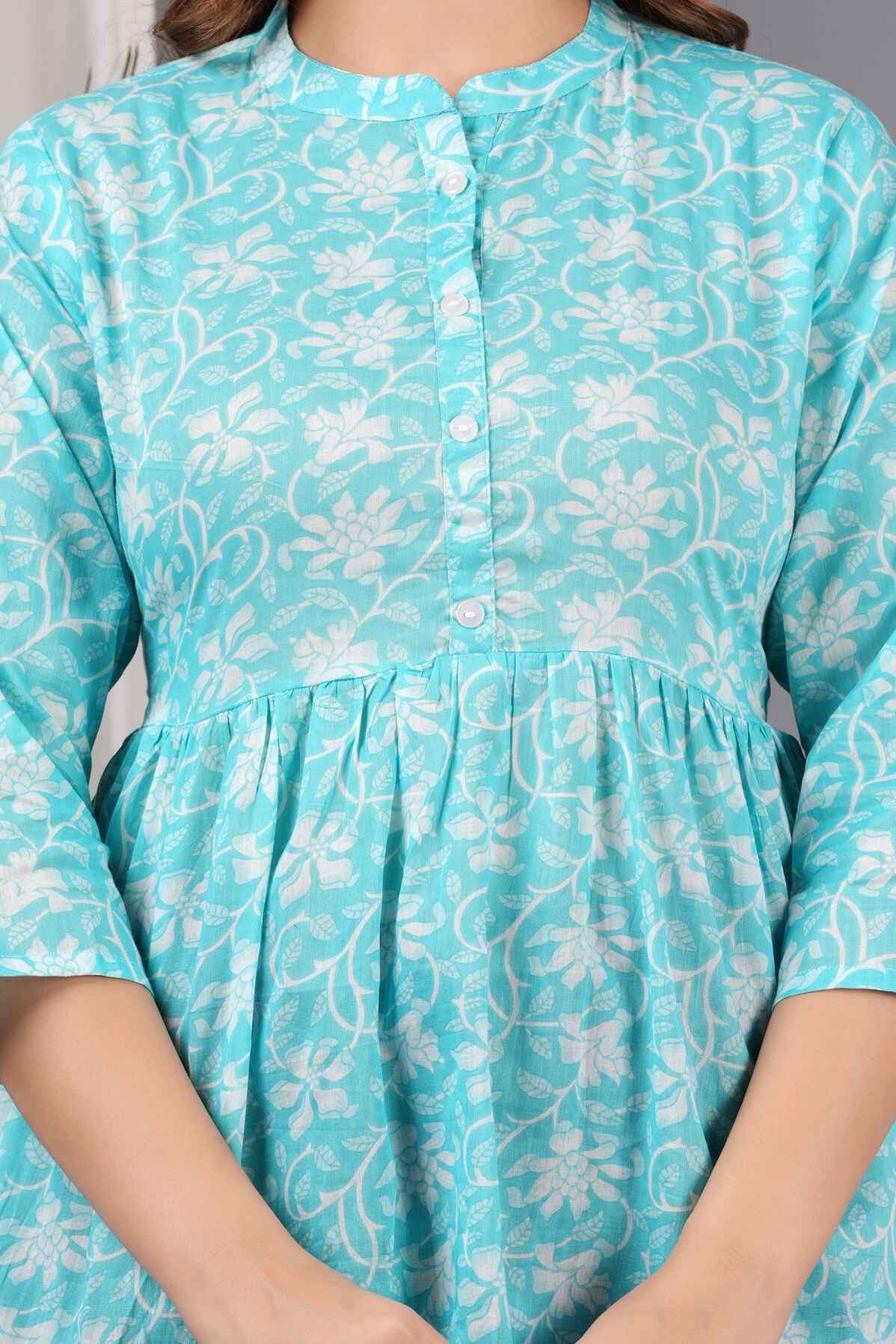 Pure Cotton Floral Printed Peplum Top