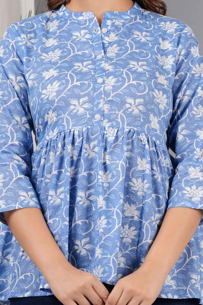 Pure Cotton Floral Printed Peplum Top