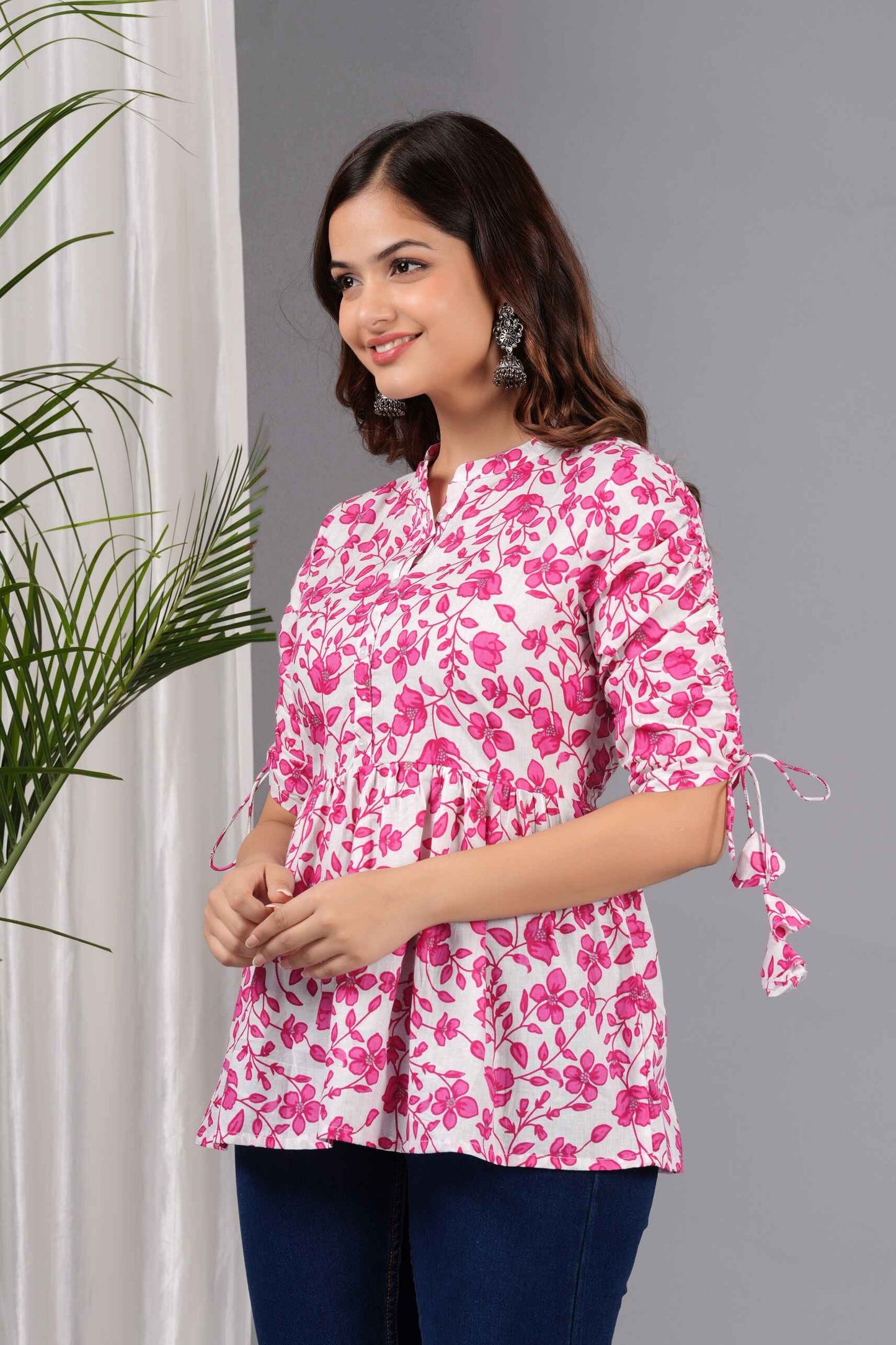 Pure Cotton Floral Printed Peplum Top