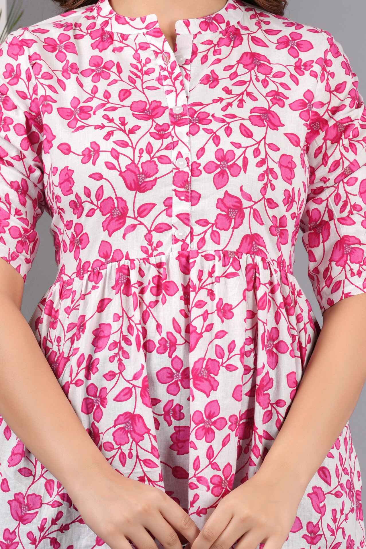 Pure Cotton Floral Printed Peplum Top