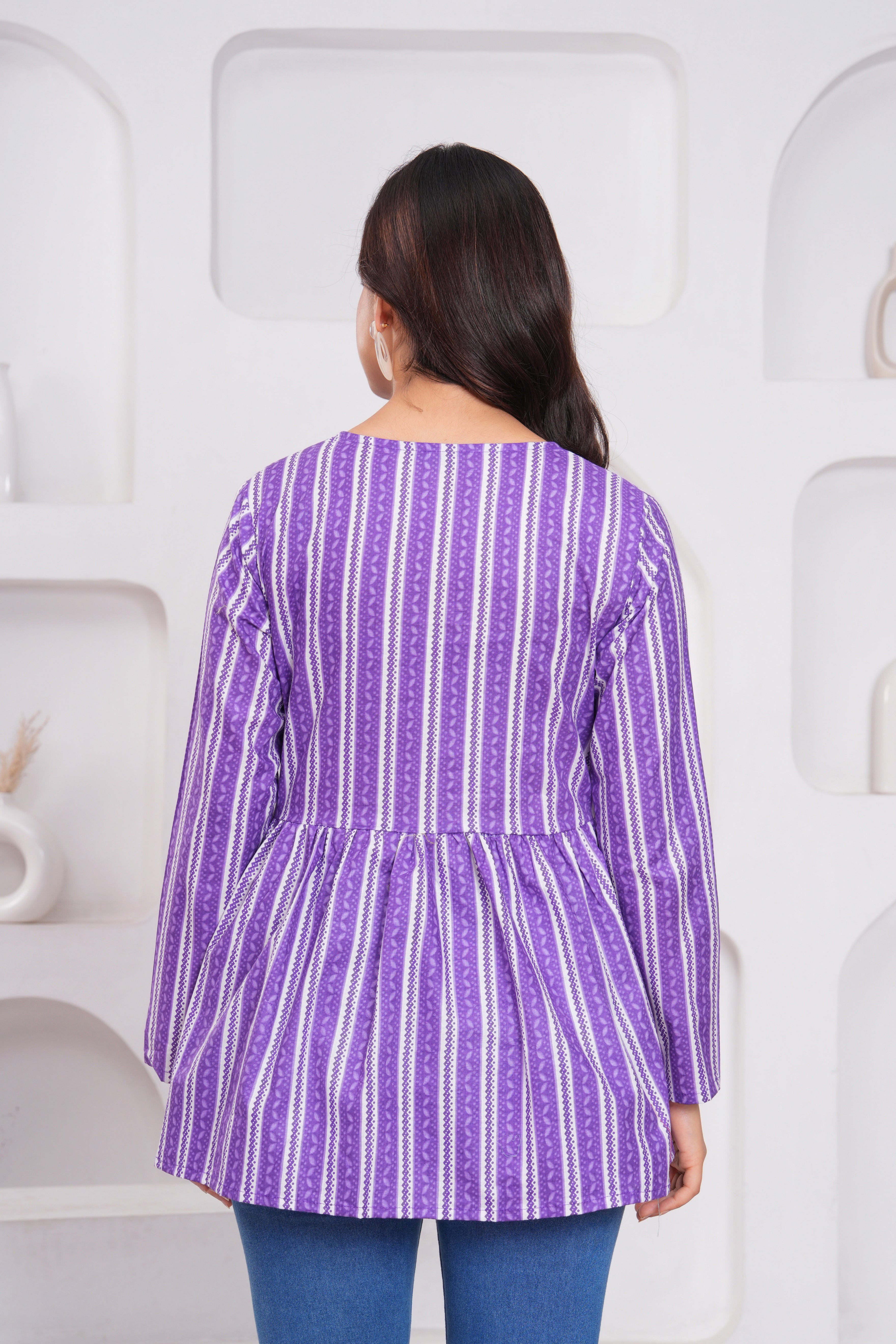 Ethnic Stripe Empire Cotton Top