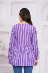 Ethnic Stripe Empire Cotton Top