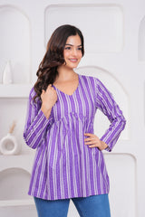 Ethnic Stripe Empire Cotton Top