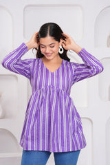 Ethnic Stripe Empire Cotton Top