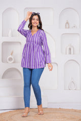 Ethnic Stripe Empire Cotton Top