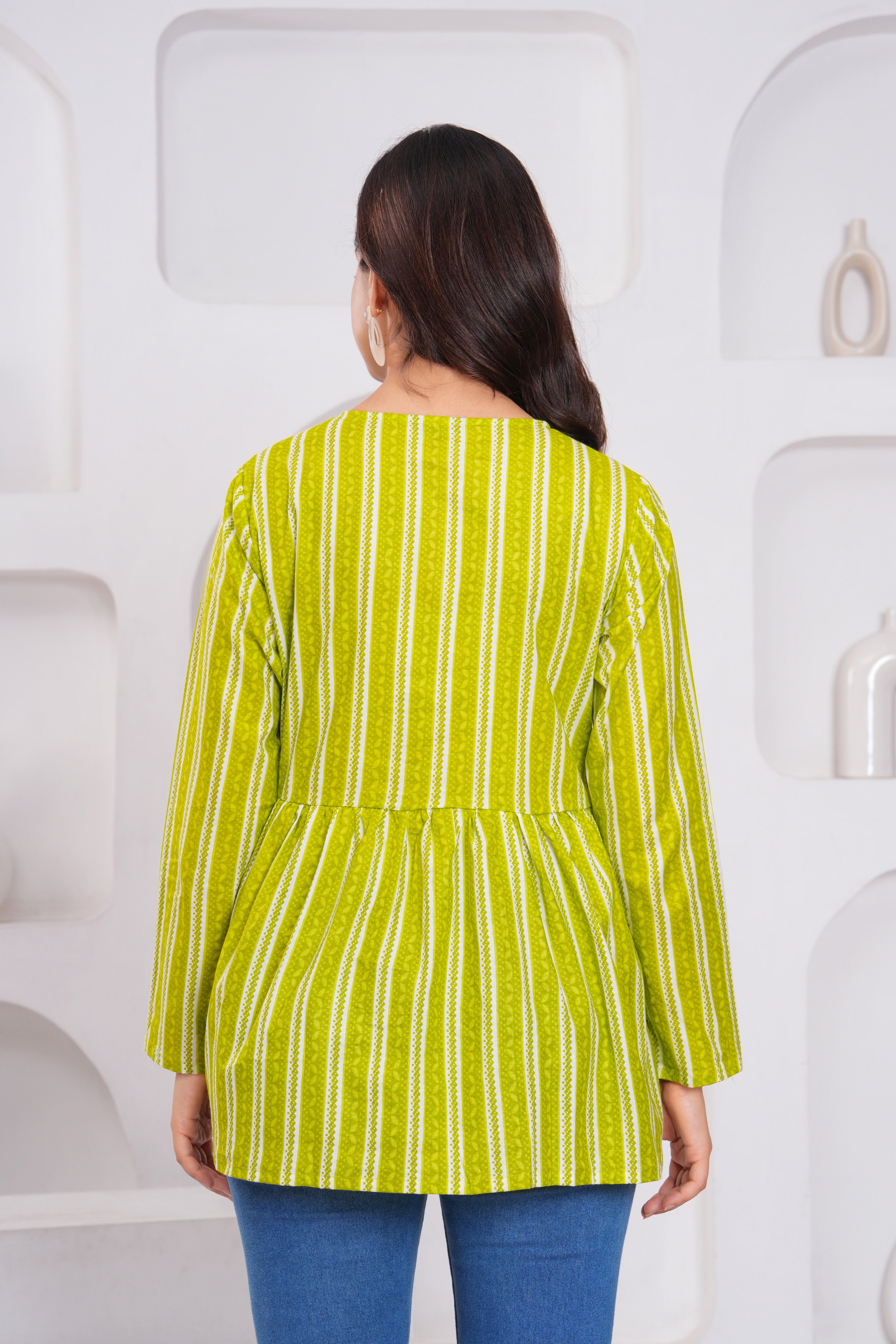 Ethnic Stripe Empire Cotton Top