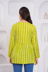 Ethnic Stripe Empire Cotton Top