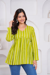 Ethnic Stripe Empire Cotton Top