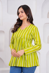 Ethnic Stripe Empire Cotton Top