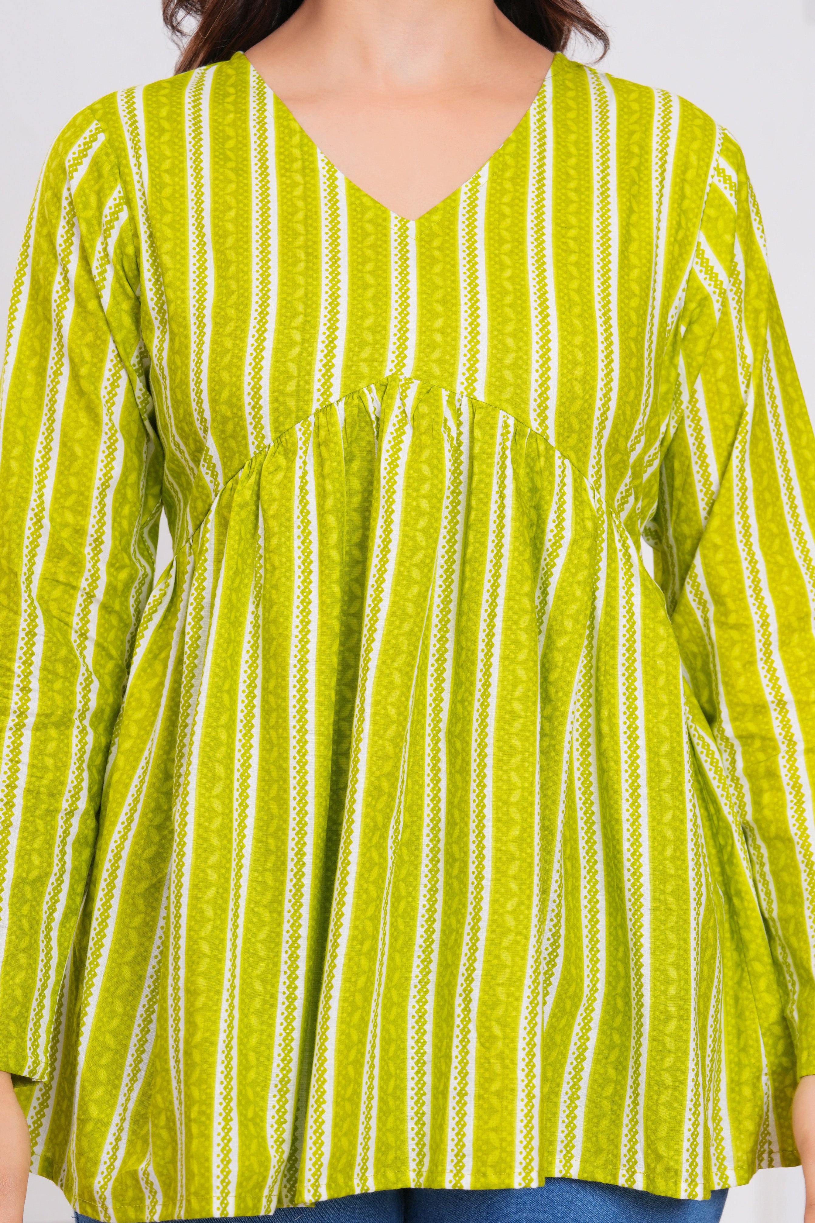 Ethnic Stripe Empire Cotton Top