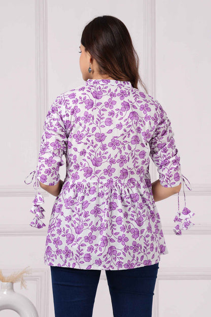 Pure Cotton Floral Printed Peplum Top