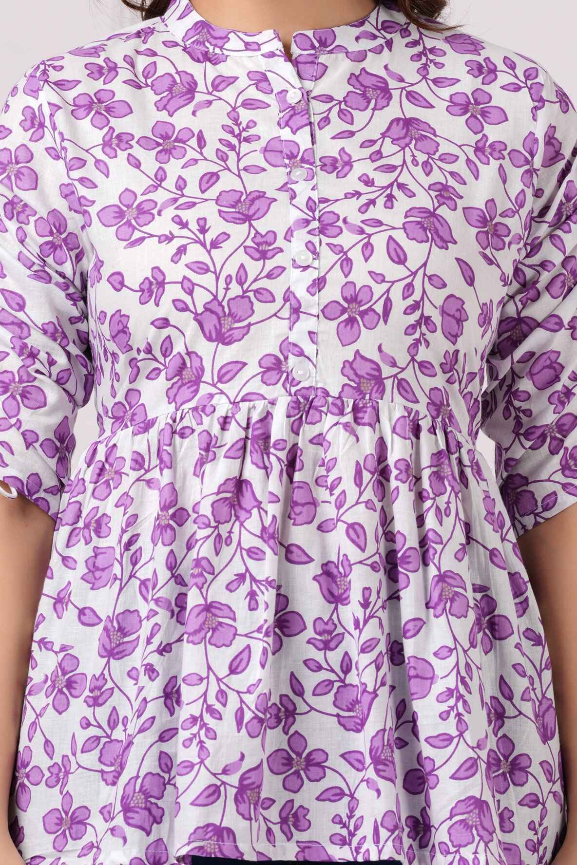 Pure Cotton Floral Printed Peplum Top
