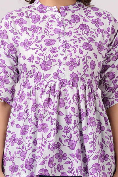 Pure Cotton Floral Printed Peplum Top