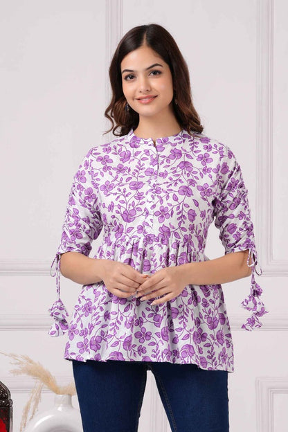 Pure Cotton Floral Printed Peplum Top