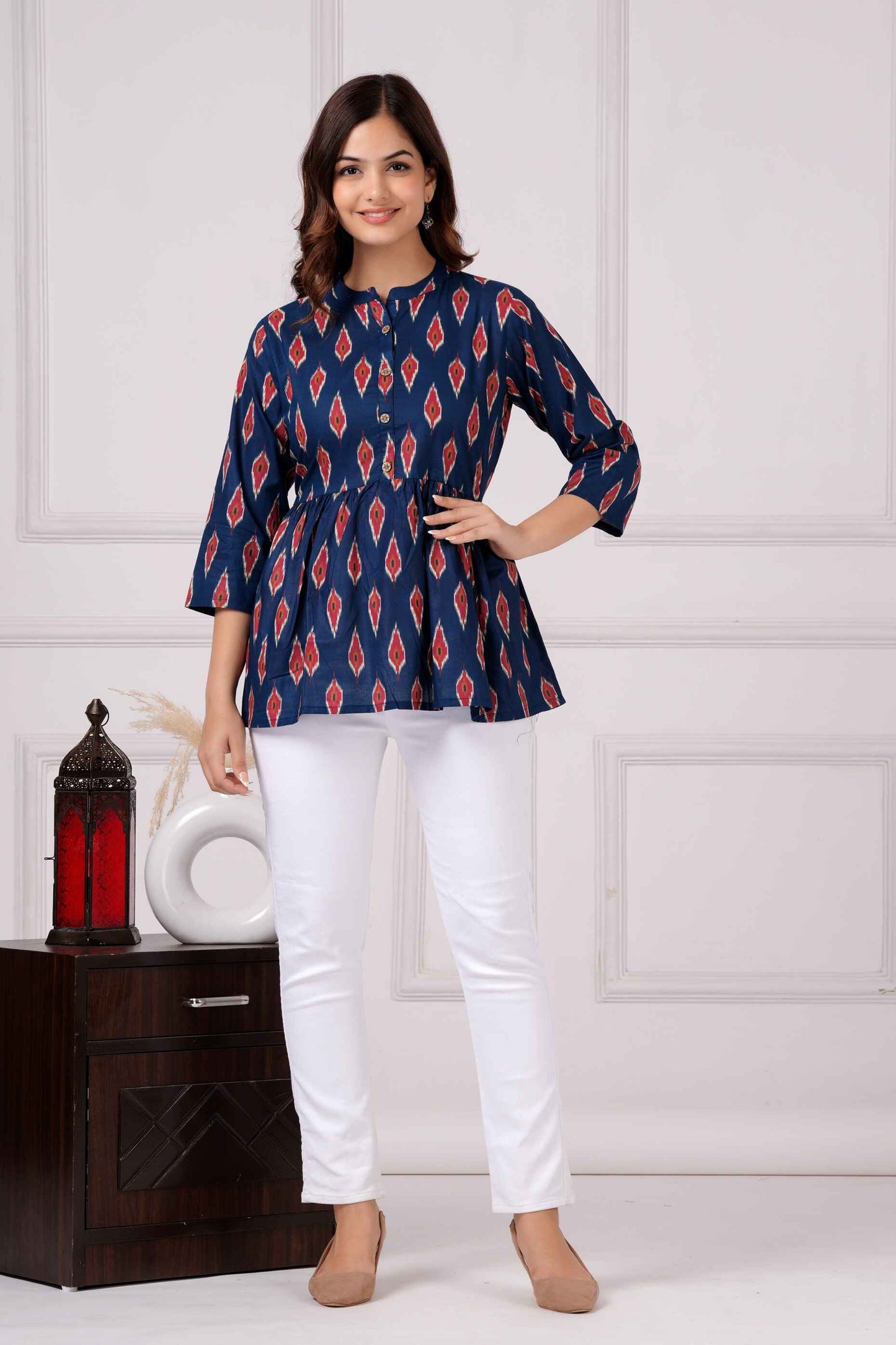 Pure Cotton Printed Peplum Top