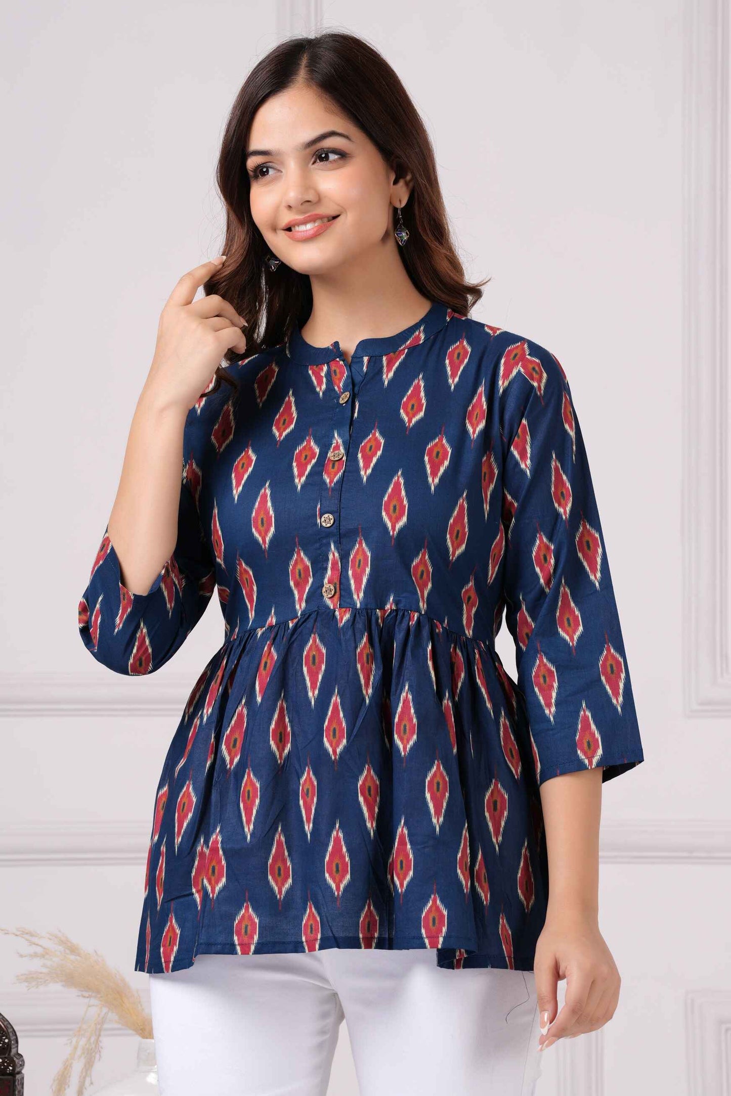 Pure Cotton Printed Peplum Top