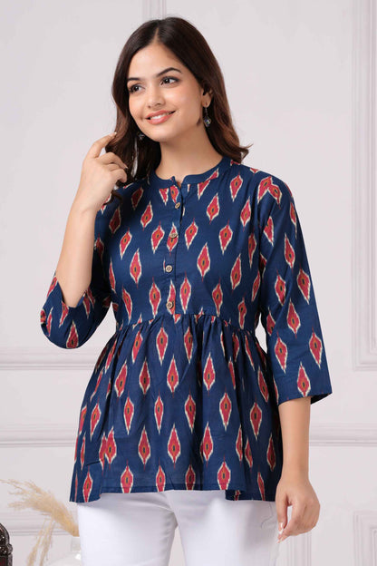 Pure Cotton Printed Peplum Top