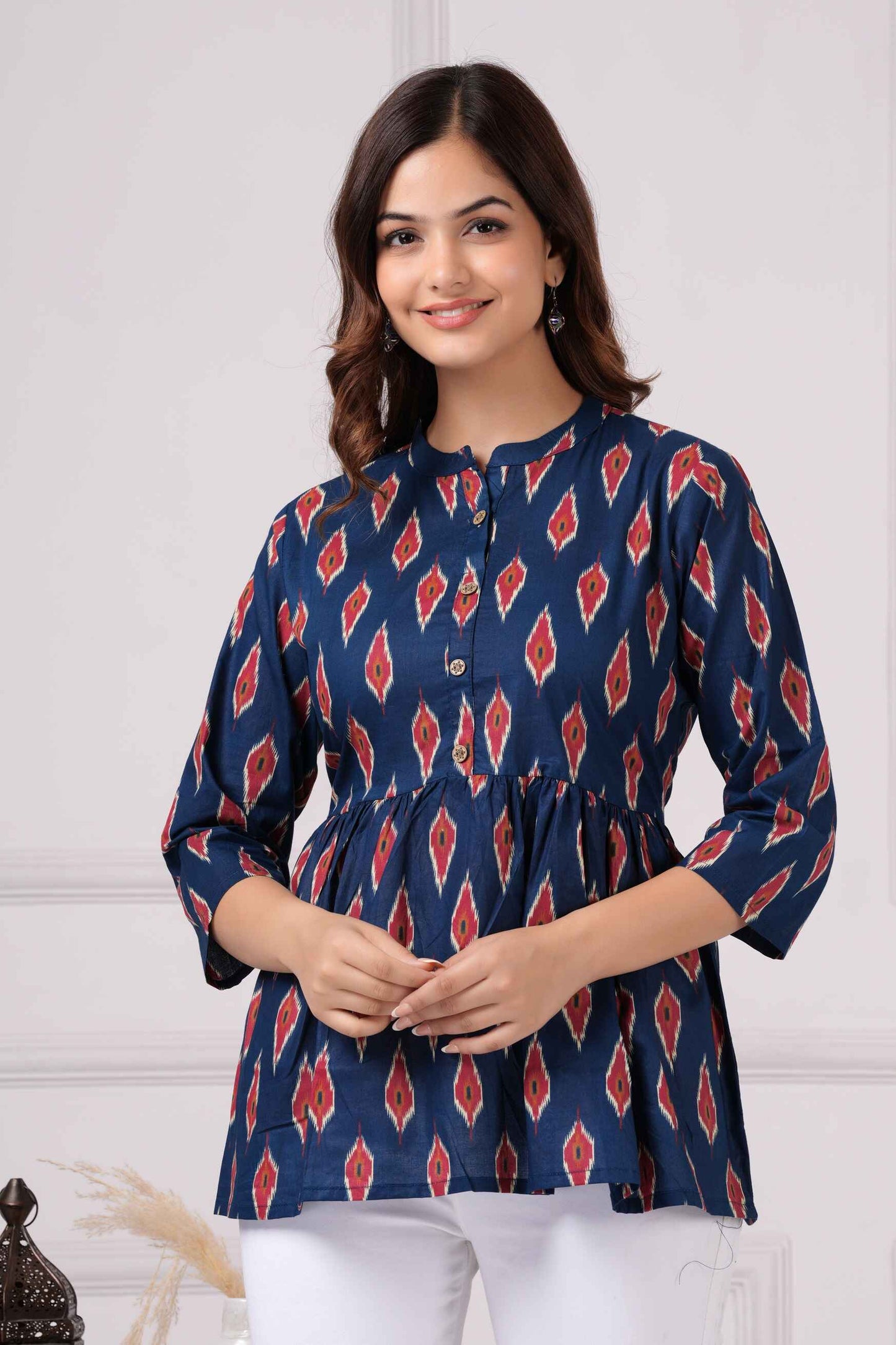 Pure Cotton Printed Peplum Top