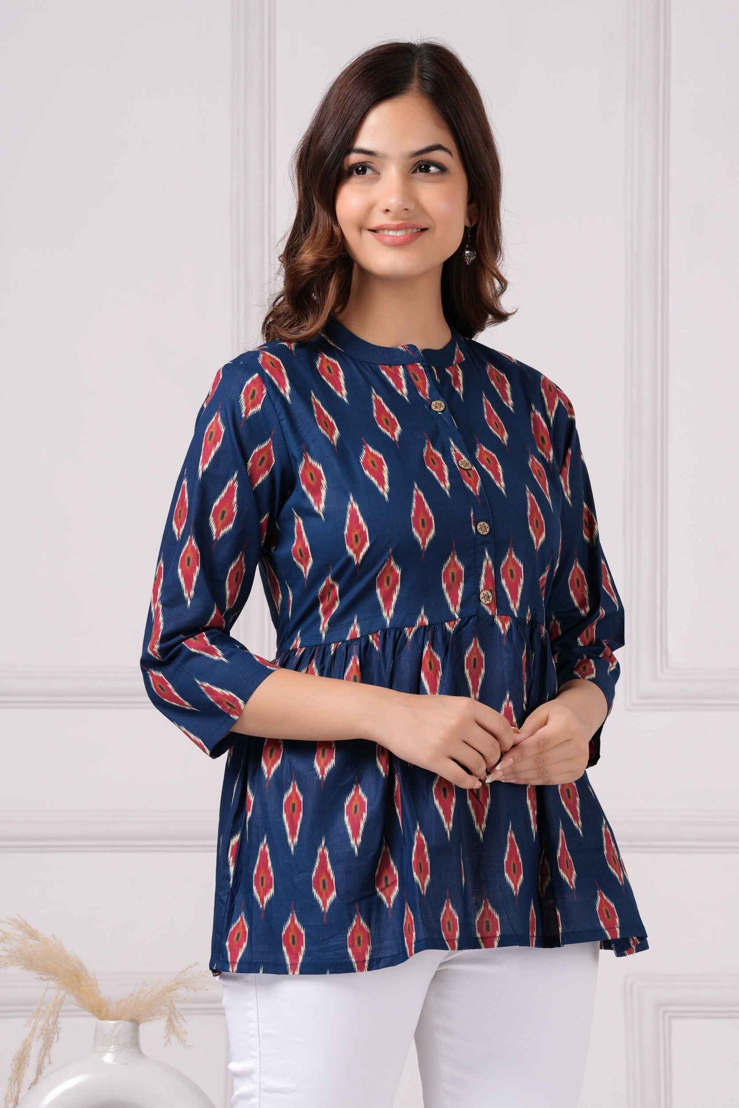 Pure Cotton Printed Peplum Top