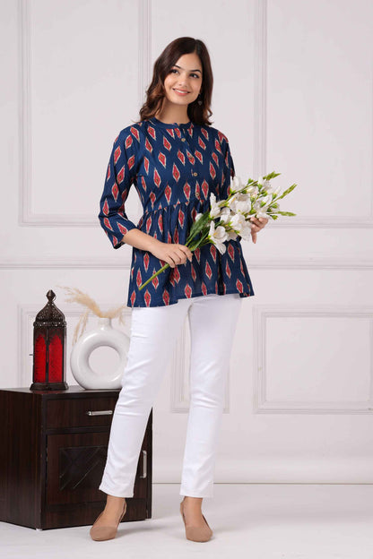Pure Cotton Printed Peplum Top