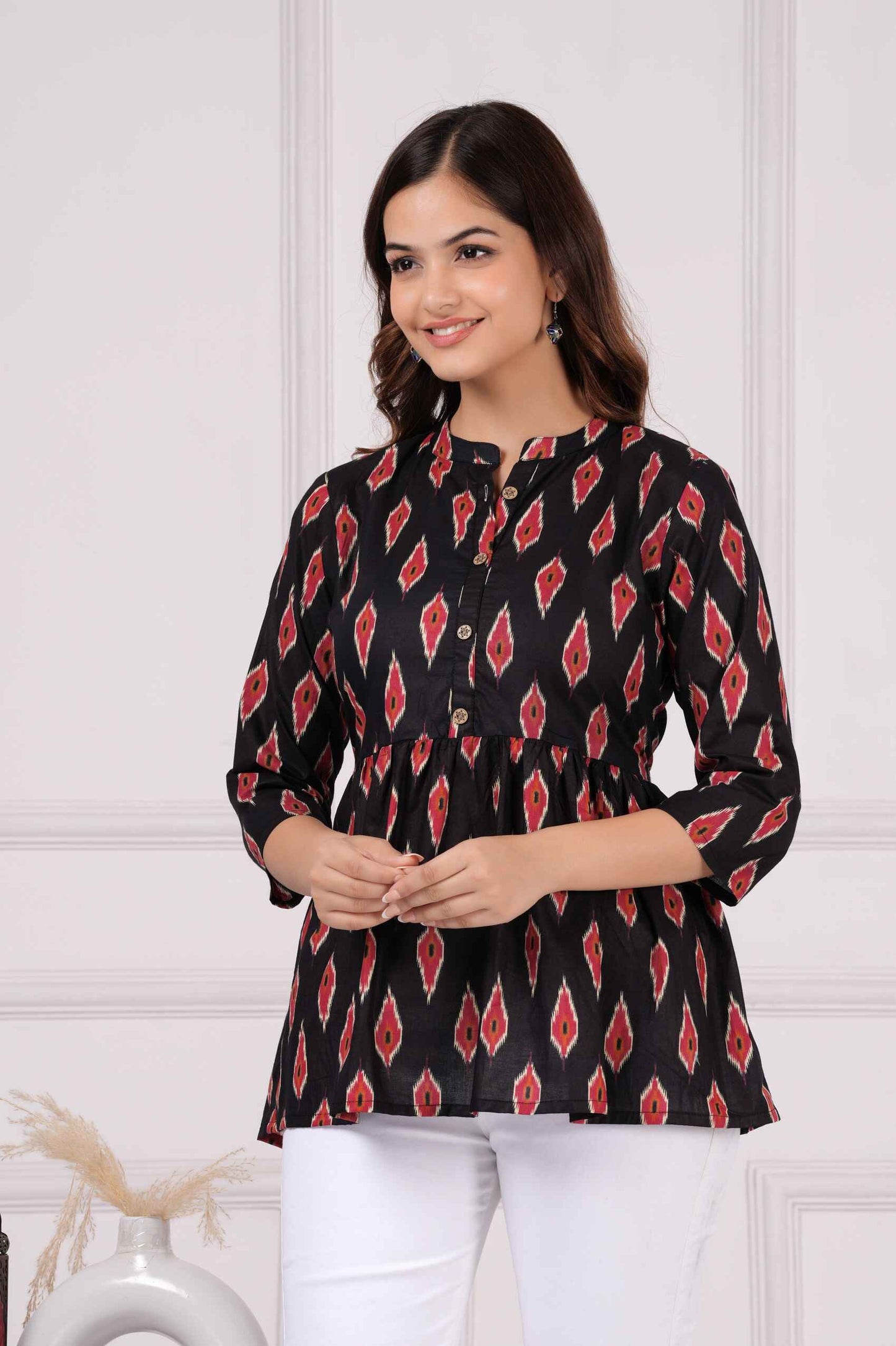 Pure Cotton Printed Peplum Top
