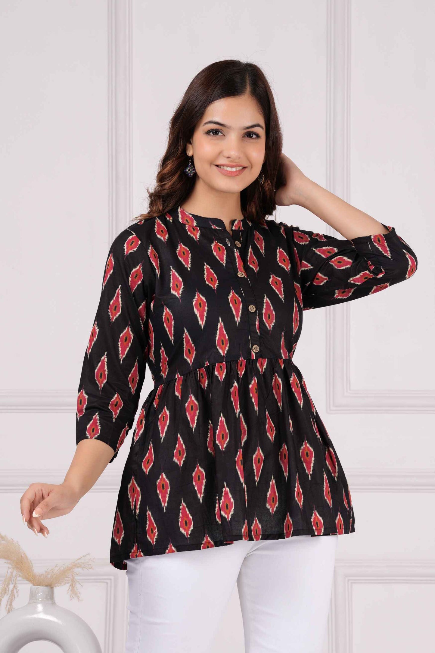 Pure Cotton Printed Peplum Top